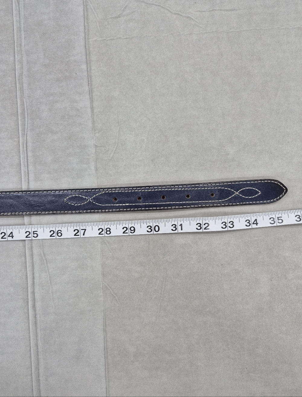 Classic Navy Leather Belt with Brass Buckle - Picture 11 of 12
